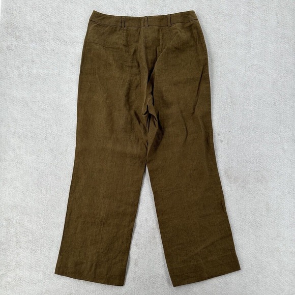 JONES WEAR 100% Linen Pants Womens Size 6 Green‎ Relaxed Fit Cropped - Picture 2 of 9